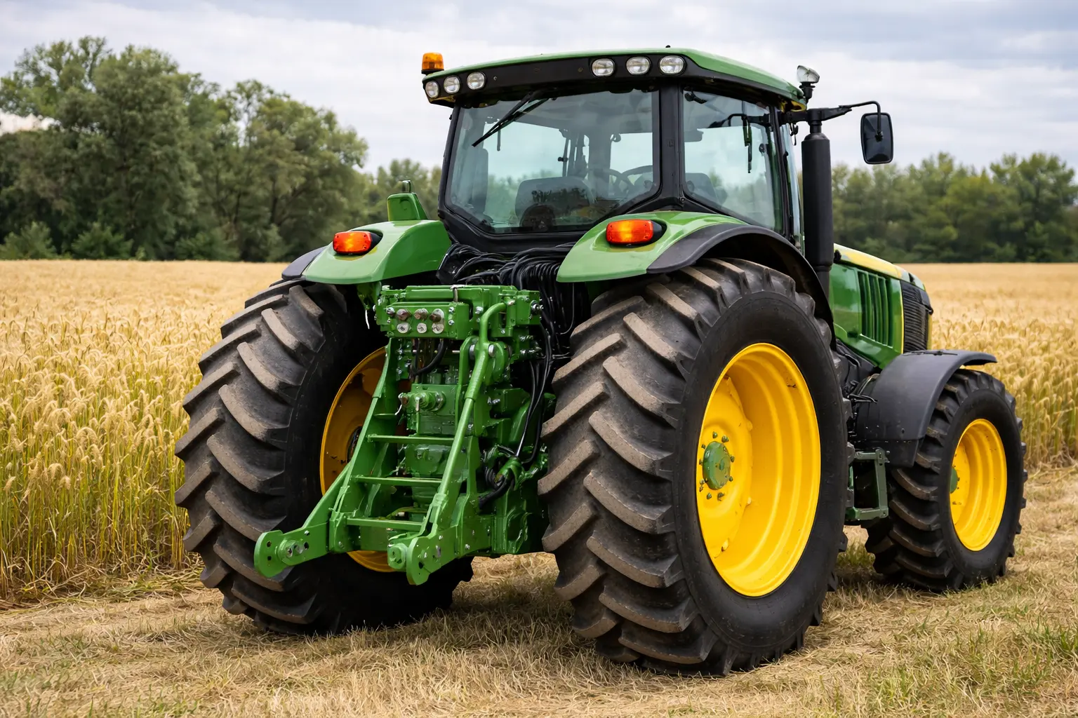 Agricultural tractor for hydraulic hose fitting and sealing support
