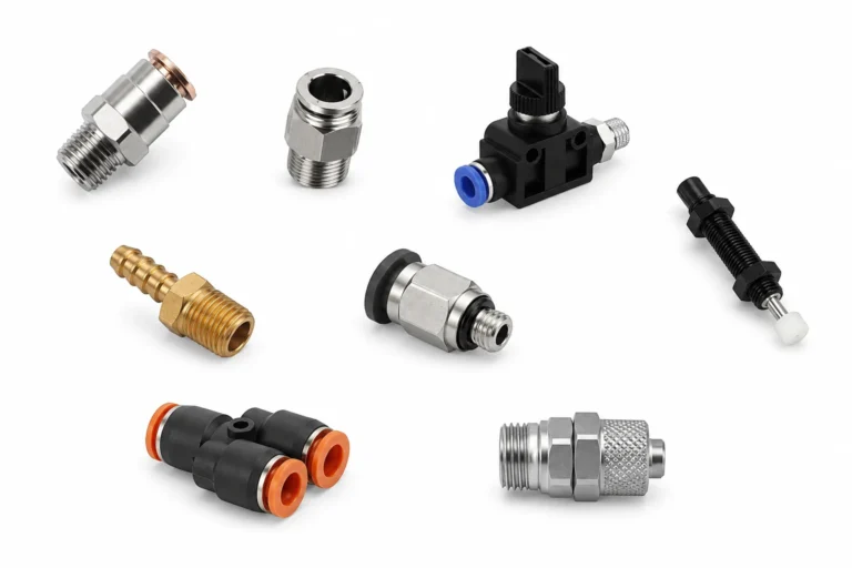 Pneumatic accessories including fittings tubing silencers gauges and speed controllers